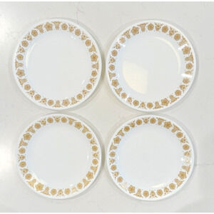Set of 4 CORELLE BUTTERFLY GOLD Dinner Plates 10 1/4” Vintage Retired Pattern